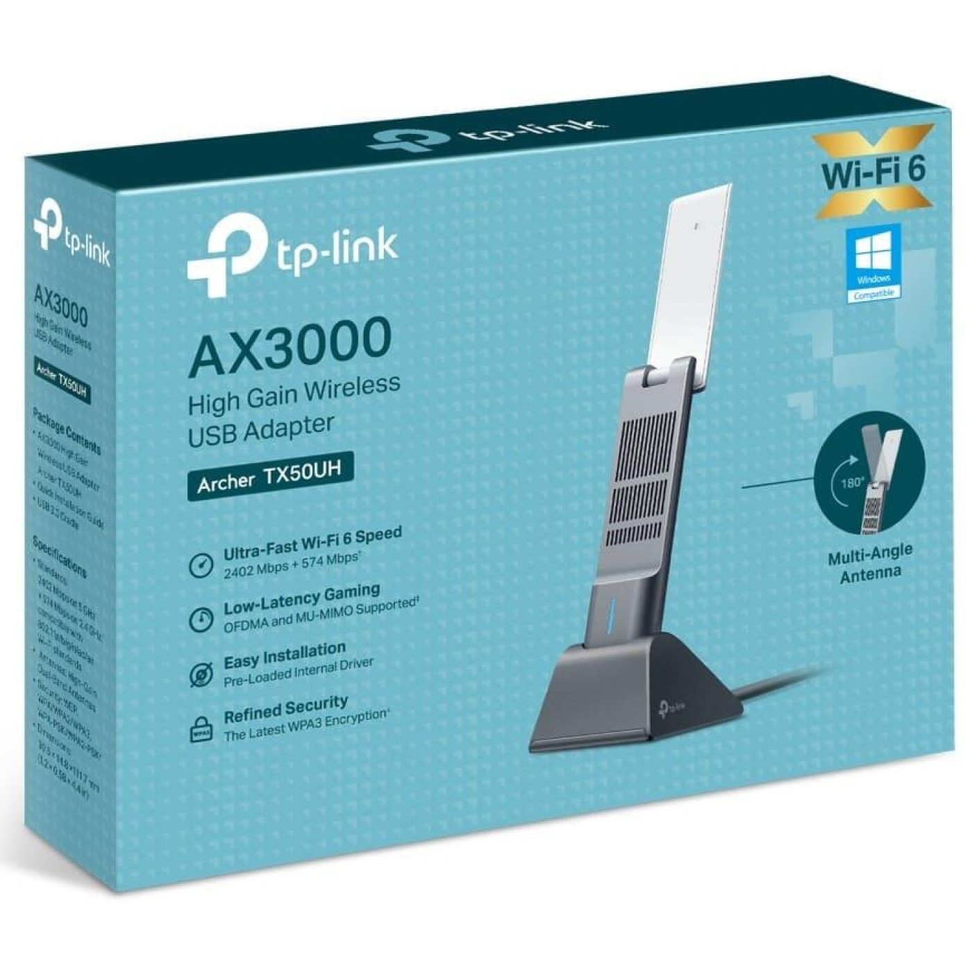 WiFi-адаптер TP-Link WiFi Archer TX50UH AX3000, USB 3.0 (ARCHER-TX50UH)
