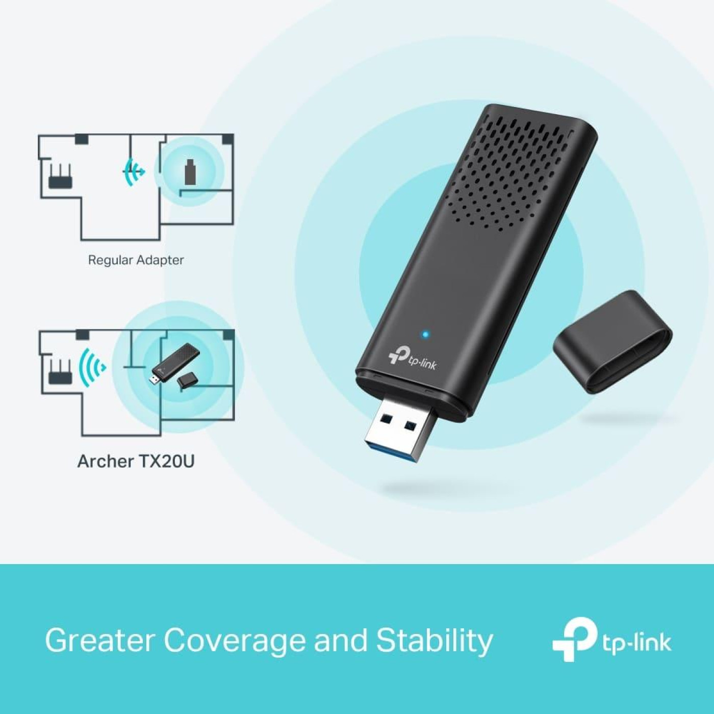 WiFi-адаптер TP-Link WiFi Archer TX20U AX1800, USB (ARCHER-TX20U)