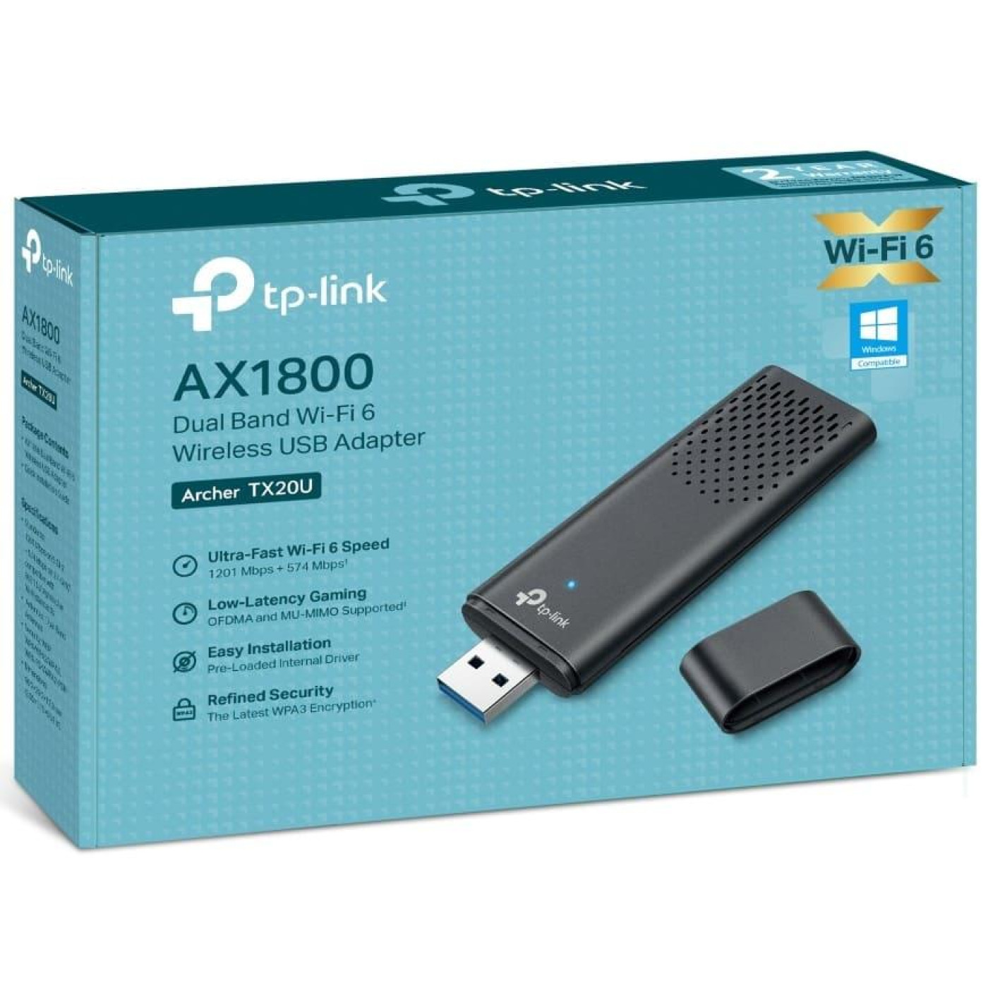 WiFi-адаптер TP-Link WiFi Archer TX20U AX1800, USB (ARCHER-TX20U)