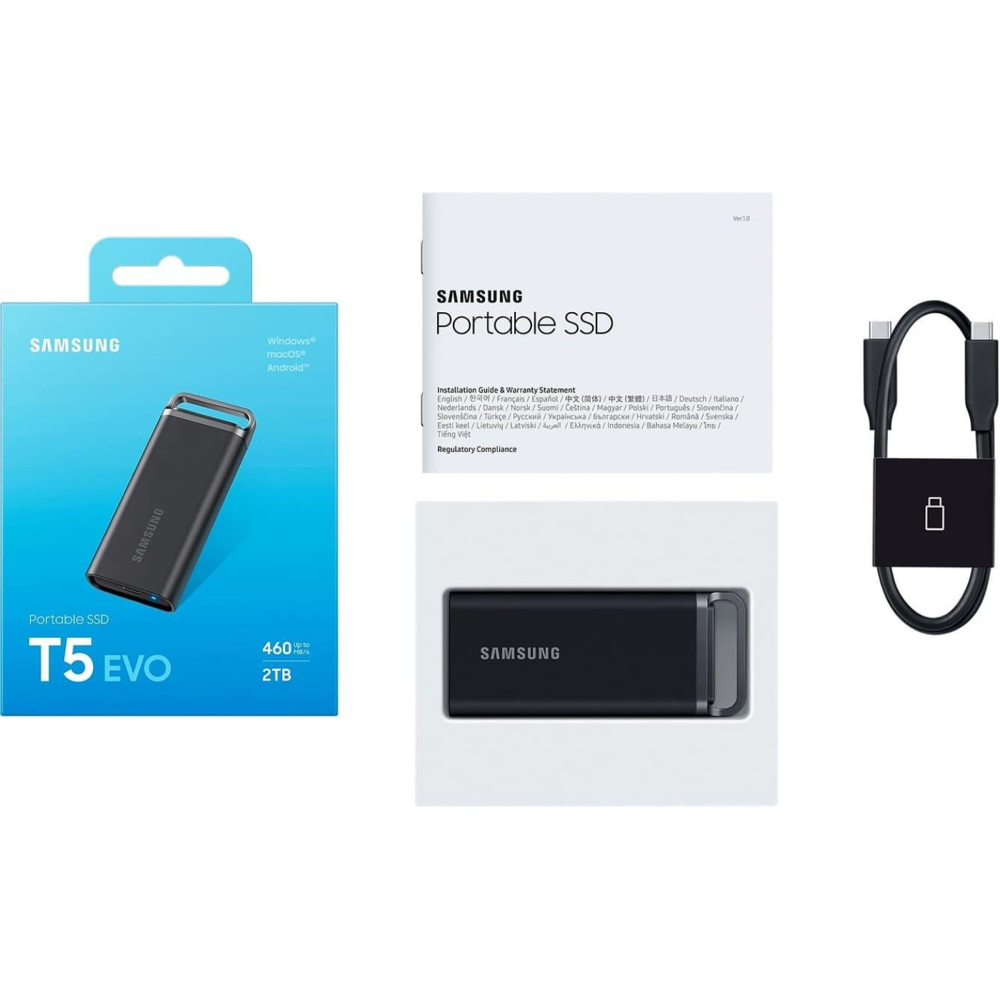 Накопитель SSD Samsung SSD накопитель 2TB USB3.2 T5 EVO MU-PH2T0S/EU (MU-PH2T0S/EU)