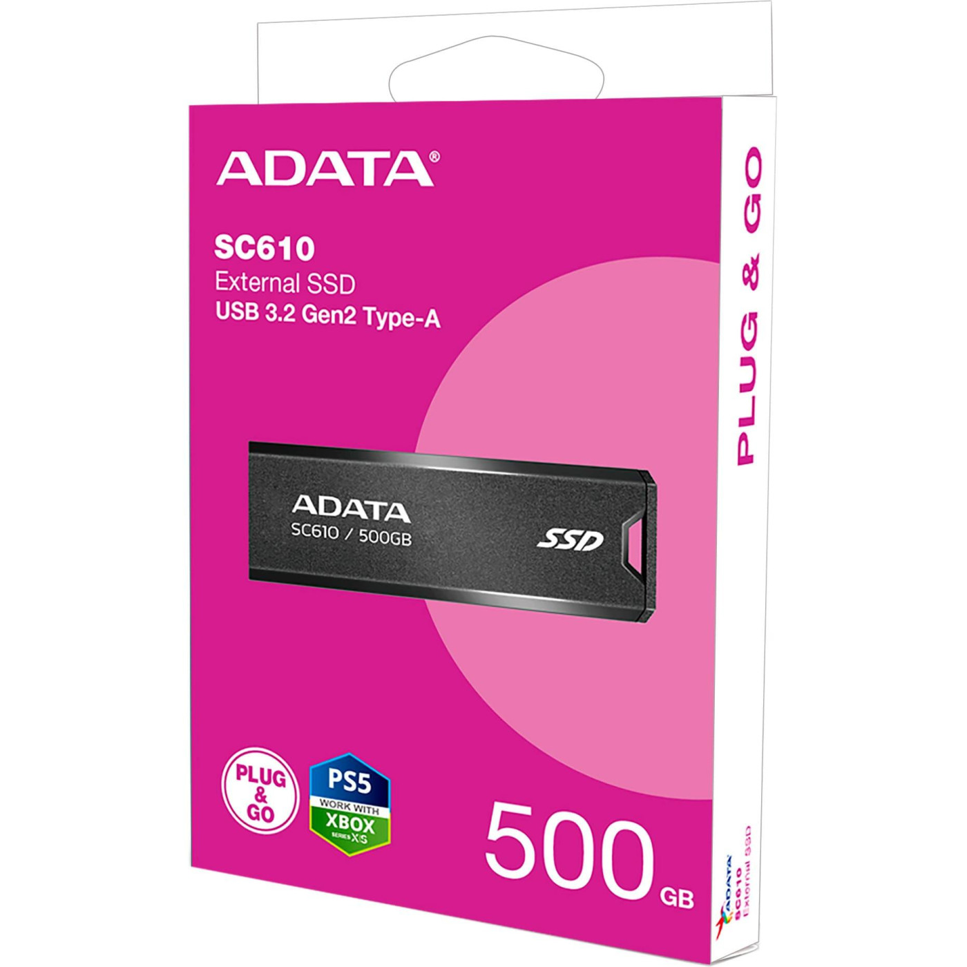 Накопитель SSD Adata SSD накопичувач 500GB USB3.2 BLACK SC610-500G-CBK/RD (SC610-500G-CBK/RD)