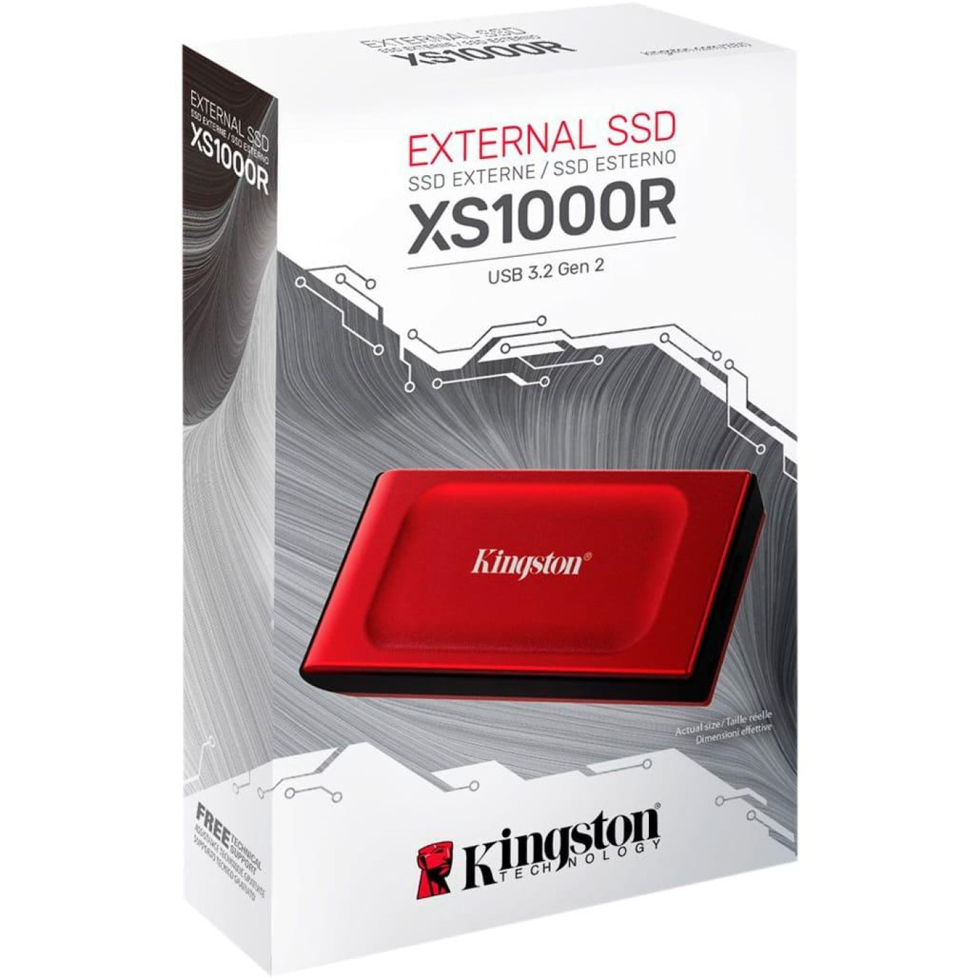 Накопитель SSD Kingston SSD накопитель XS1000 1 TB Red (SXS1000R/1000G)