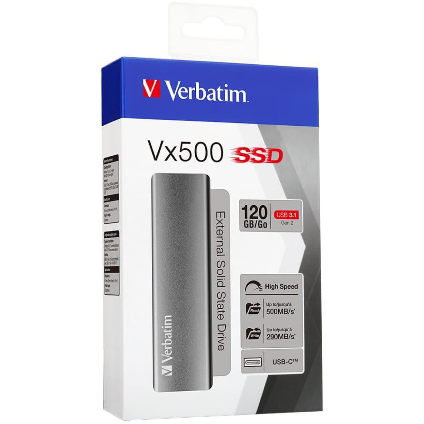 Накопитель SSD Verbatim 120GB Vx500 External USB-A 10Gbps (47441)