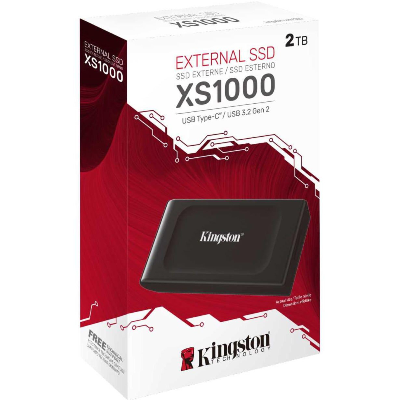 Накопитель SSD Kingston SSD 2ТB Portable SXS1000 USB 3.2 Gen 2 Black (SXS1000/2000G)