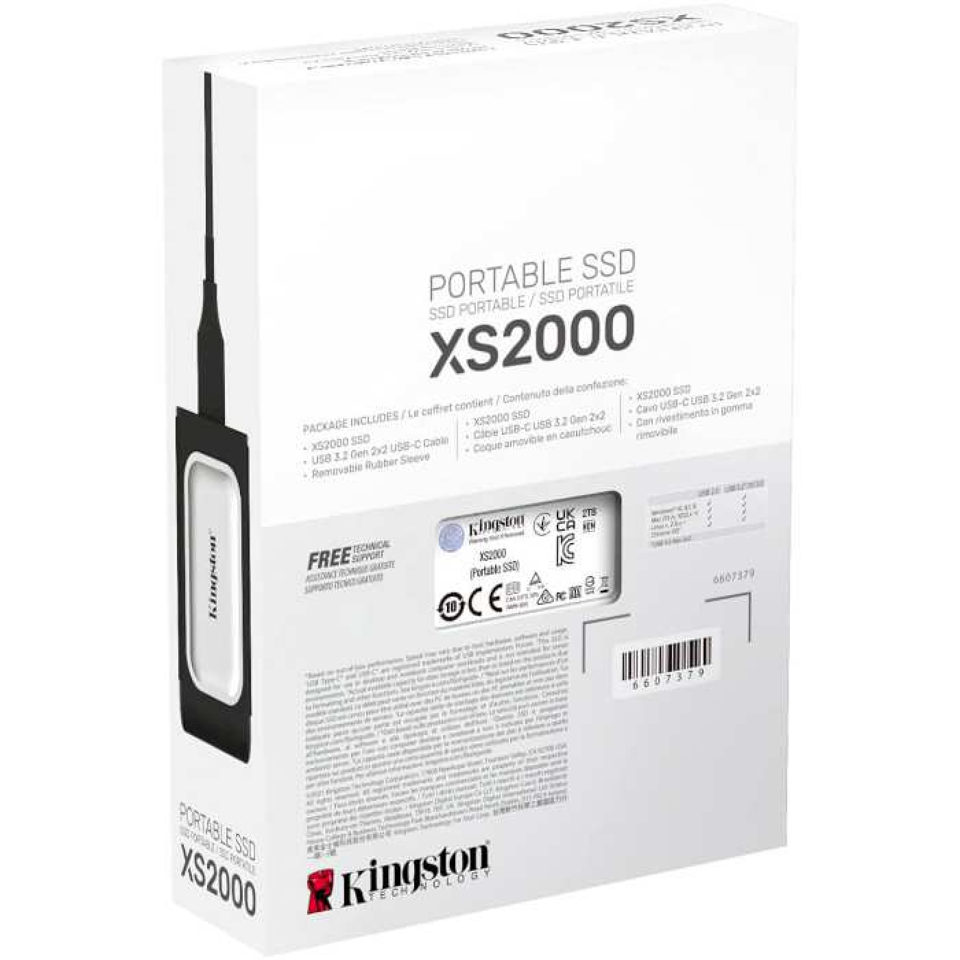 Накопитель SSD Kingston SSD Portable USB 2.0ТB XS2000 Silver (SXS2000/2000G)