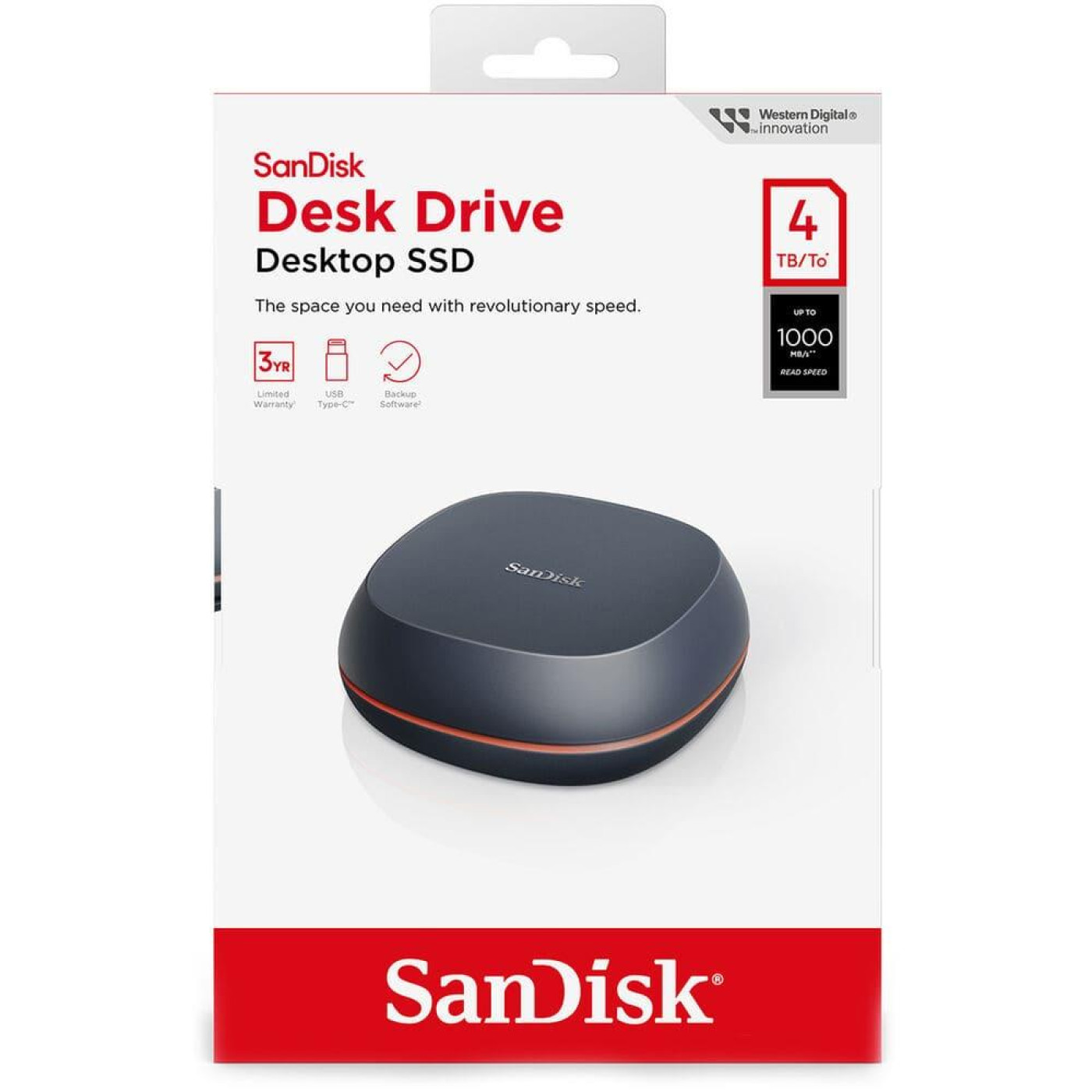 Накопитель SSD Sandisk Desk Drive 4TB USB Type-C Desktop External SSD, up to 1000MB/s, High-capacity Solid State Drive (SDSSDT40-4T00-EM25)