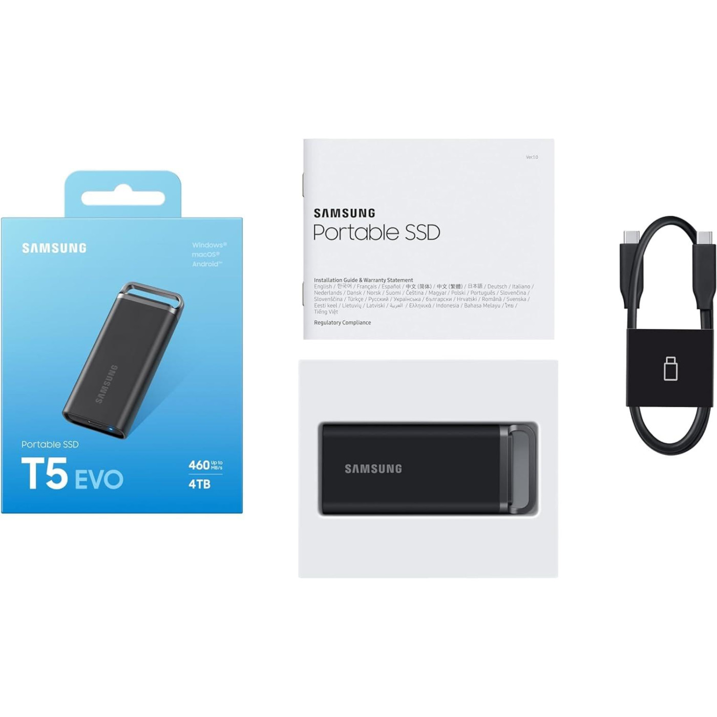 Накопитель SSD Samsung SSD накопичувач 4TB USB3.2 T5 EVO MU-PH4T0S/EU (MU-PH4T0S/EU)