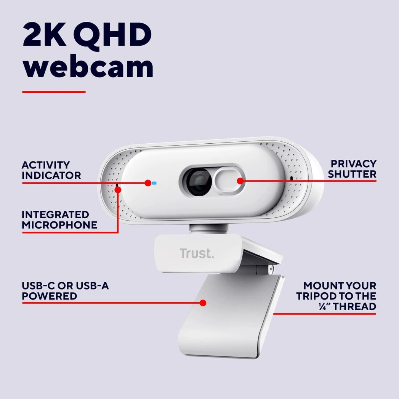 Веб-камера Trust Tomar 2K QHD 30 fps White (26180_TRUST)