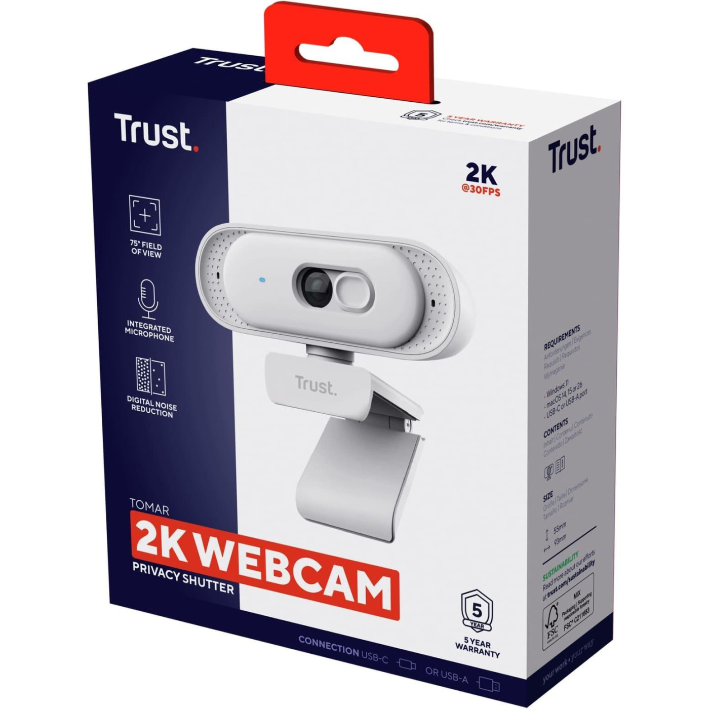 Веб-камера Trust Tomar 2K QHD 30 fps White (26180_TRUST)