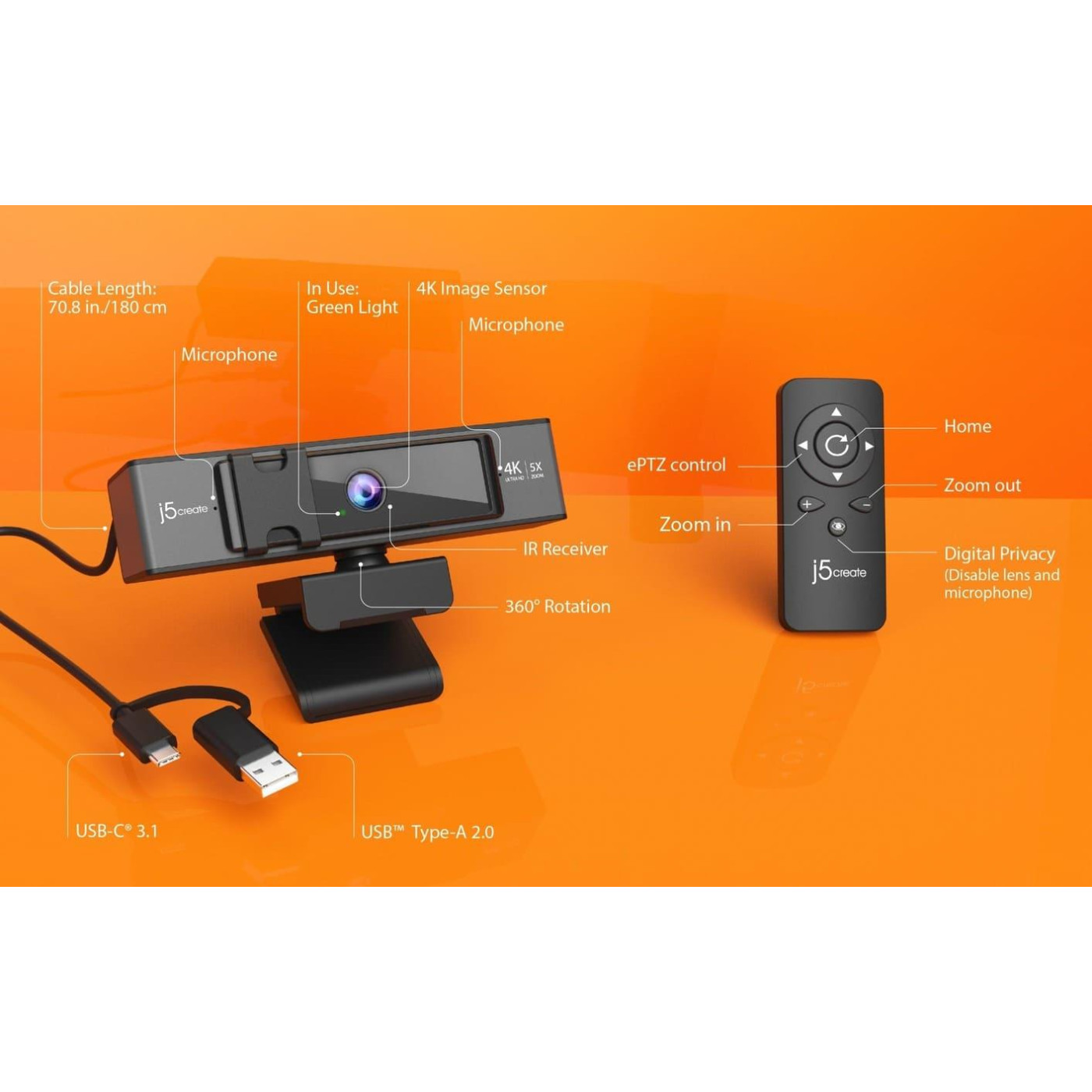 Веб-камера j5create Bеб-камера JVCU435-N USB-A/C (JVCU435-N)