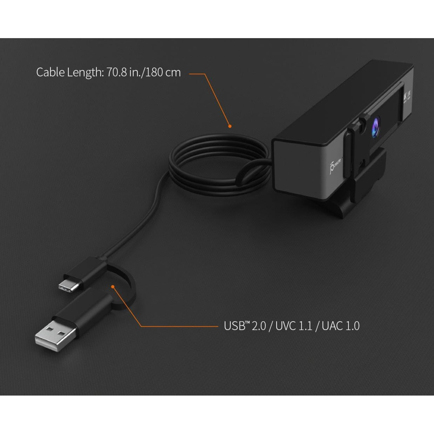 Веб-камера j5create Bеб-камера JVCU435-N USB-A/C (JVCU435-N)