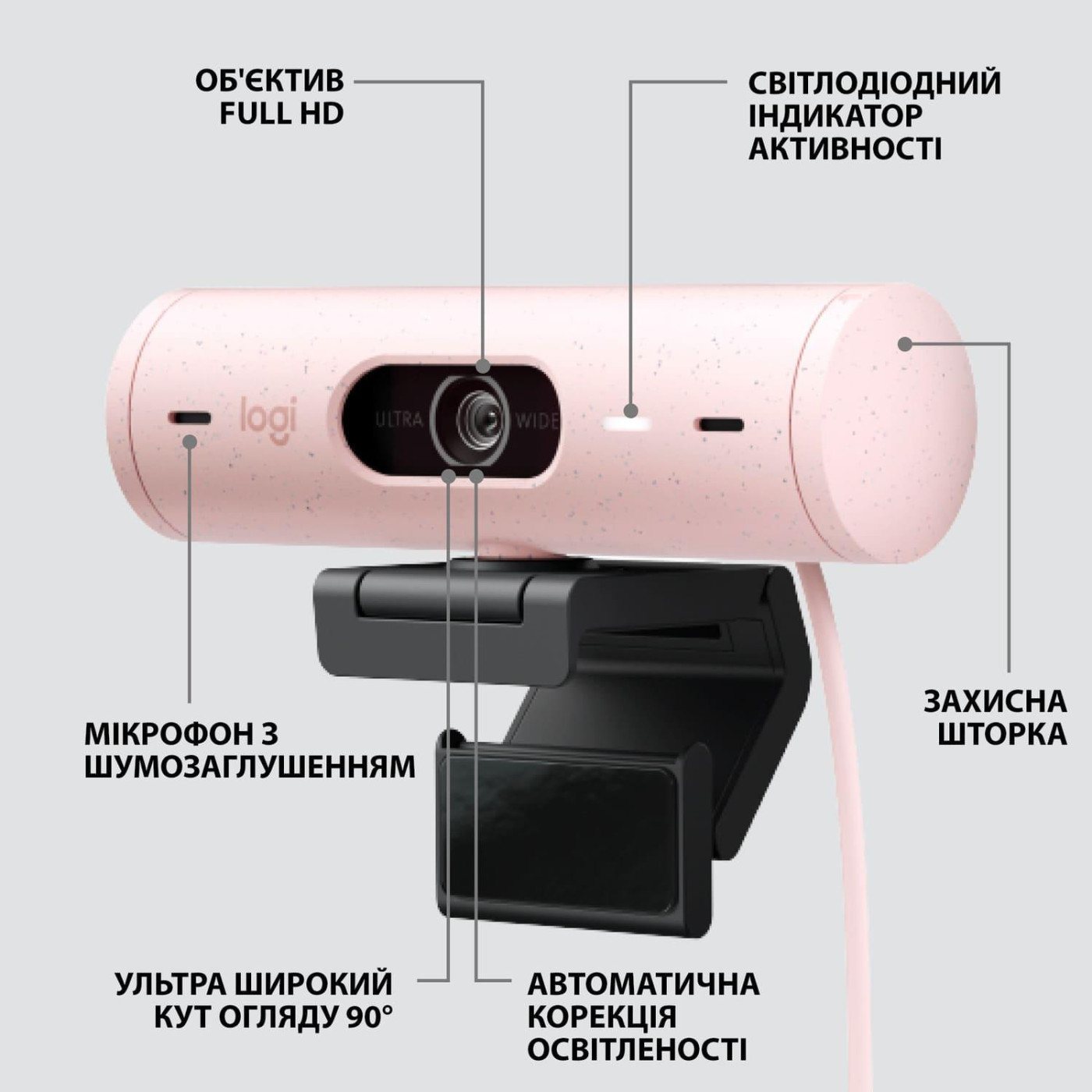 Веб-камера Logitech Brio 500 Full HD Rose (960-001421)