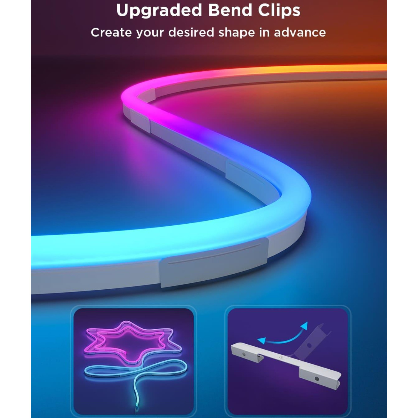 Стричка свитлодиодна розумна Govee H61D3 Neon Rope Light 2, 3м, RGBIC, WI-FI/Bluetooth, билий