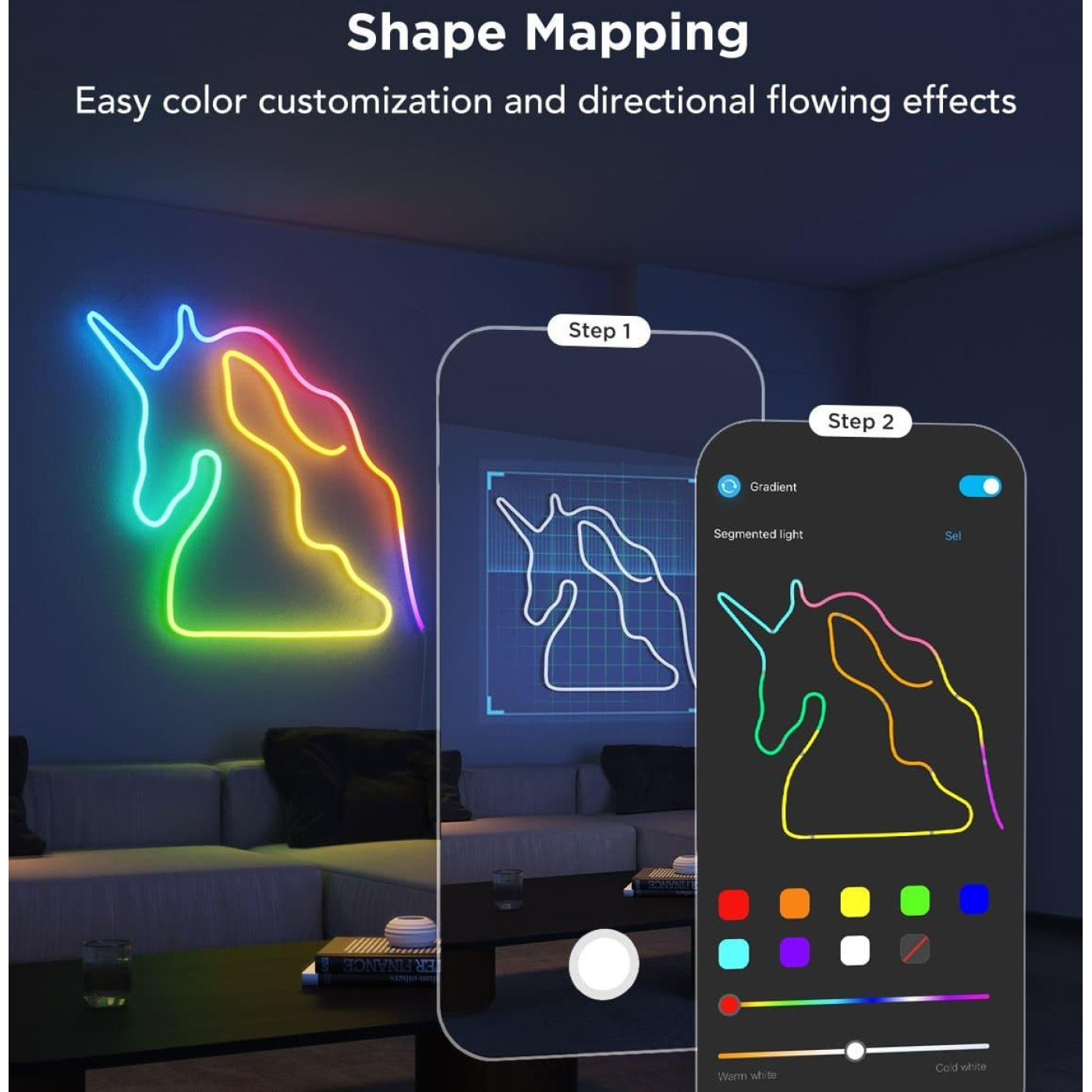 Стричка свитлодиодна розумна Govee H61D3 Neon Rope Light 2, 3м, RGBIC, WI-FI/Bluetooth, билий