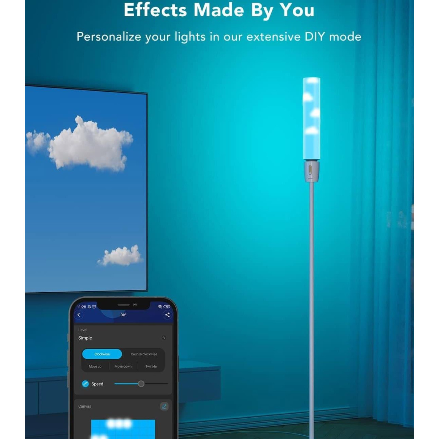 Торшер розумний Govee H6078, 1500Lm, RGBICW, WI-FI/Bluetooth, білий