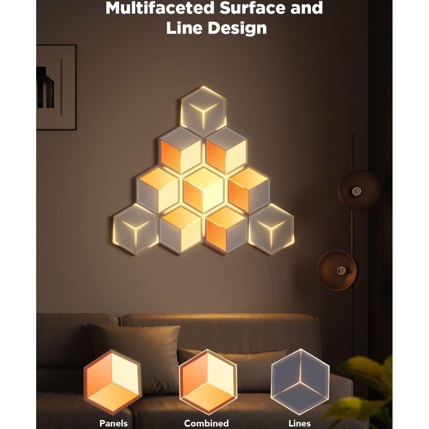 Набир настинних свитильникив Govee H606A Glide Hexagon Light, 7, RGBIC, WI-FI/Bluetooth, билий