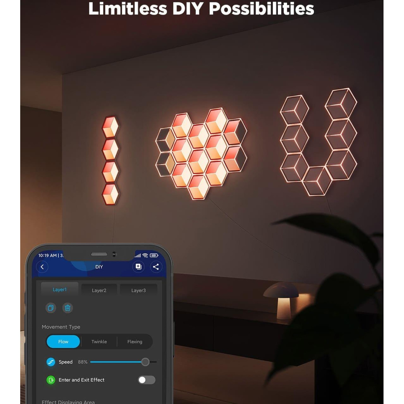 Набир настинних свитильникив Govee H606A Glide Hexagon Light, 7, RGBIC, WI-FI/Bluetooth, билий