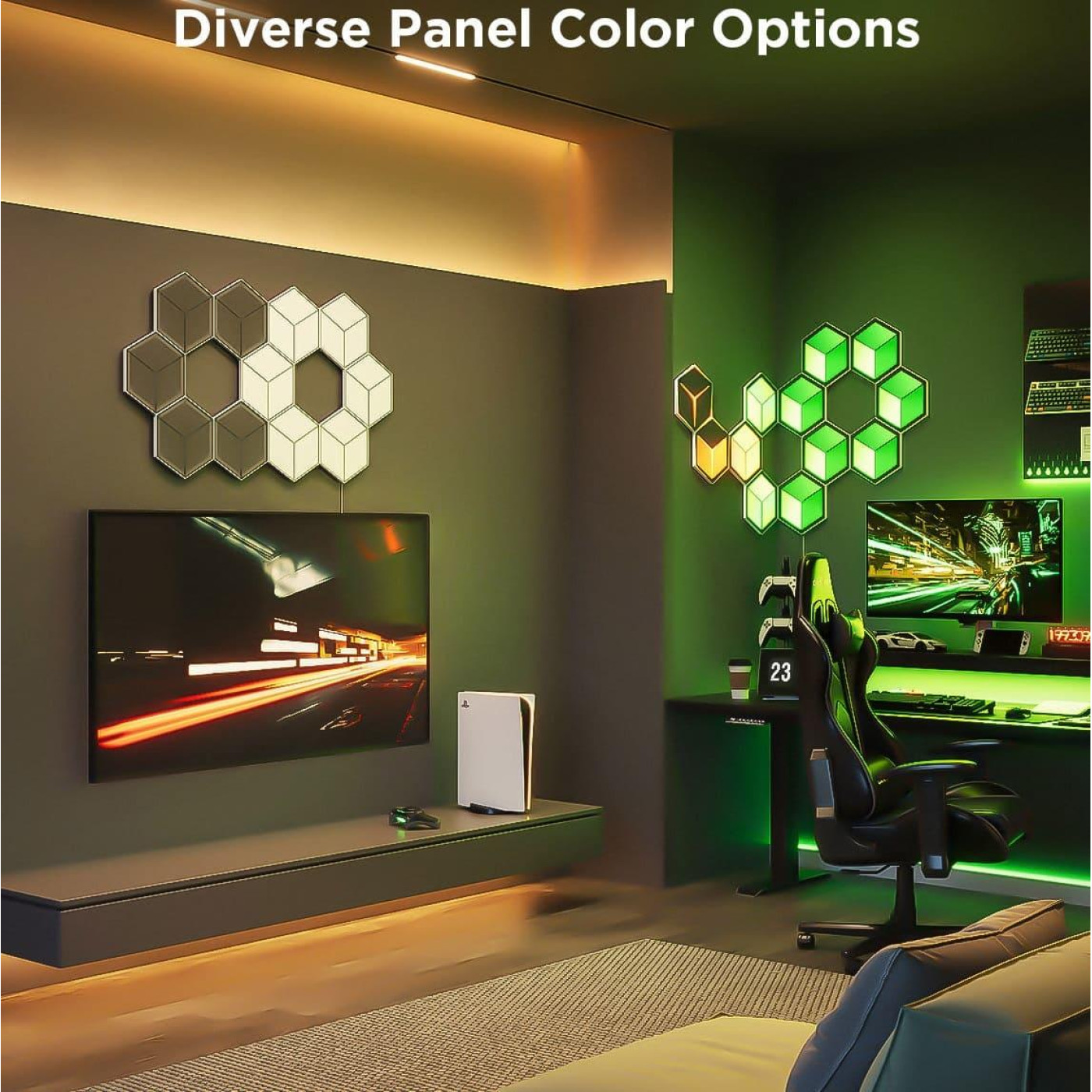 Набир настинних свитильникив Govee H606A Glide Hexagon Light, 7, RGBIC, WI-FI/Bluetooth, билий