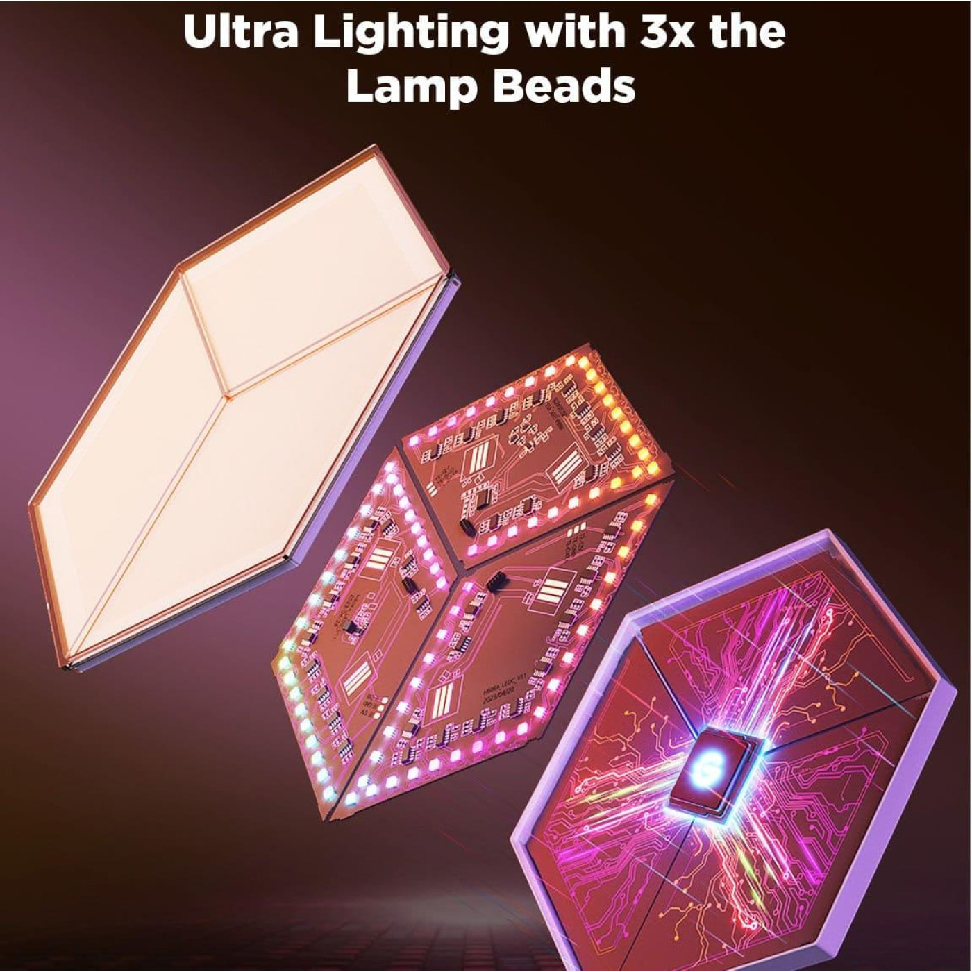 Набир настинних свитильникив Govee H606A Glide Hexagon Light, 7, RGBIC, WI-FI/Bluetooth, билий