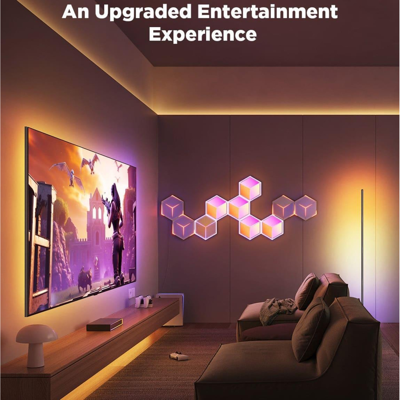 Набир настинних свитильникив Govee H606A Glide Hexagon Light, 7, RGBIC, WI-FI/Bluetooth, билий