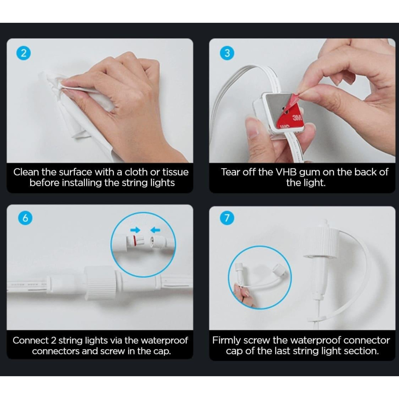 Гирлянда Smart LED Govee H705A Permanent Outdoor Lights RGB, IP67, 30м, кабель прозорий