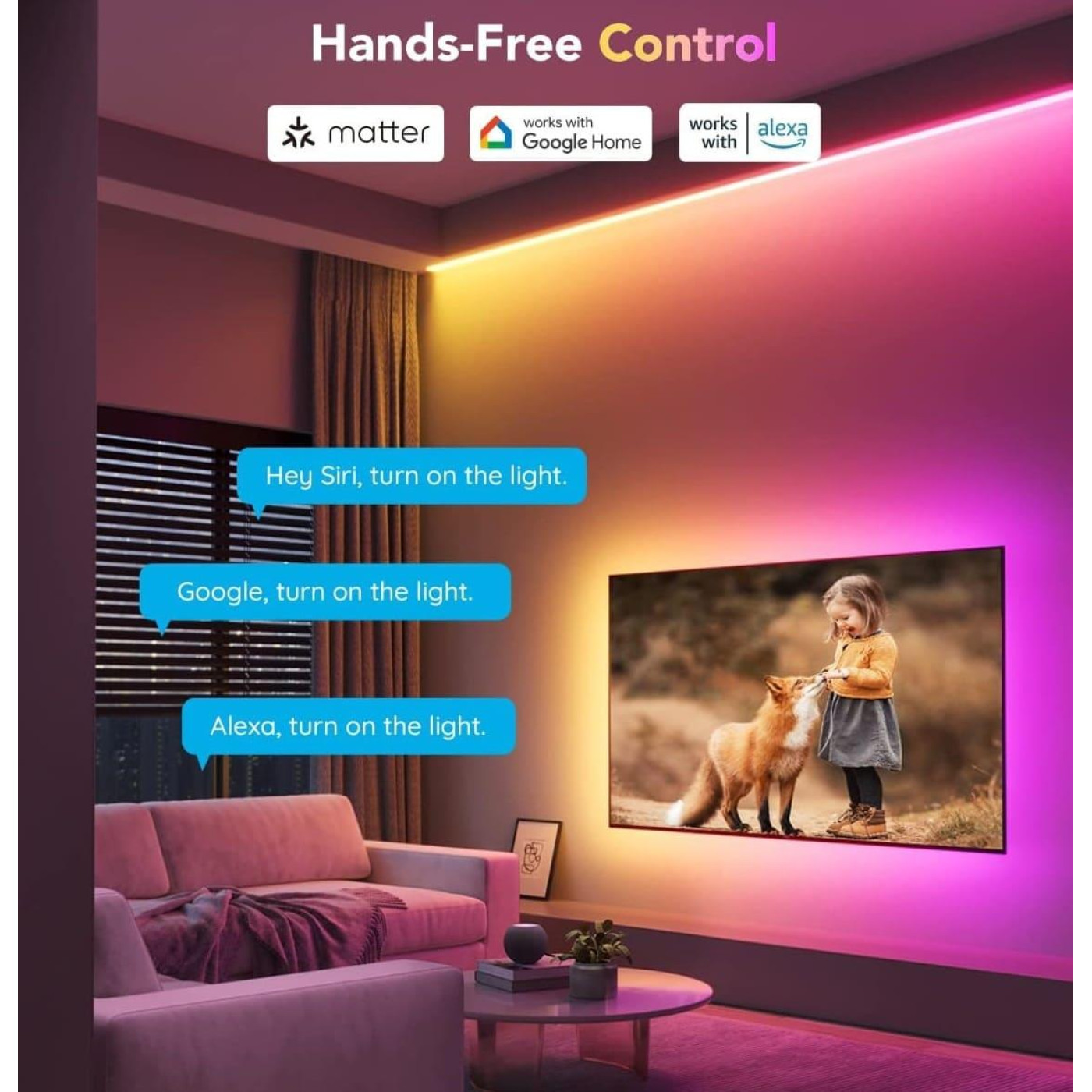 Стричка свитлодиодна розумна Govee H100E LED Strip Light M1 Matter Compatible 1m extension of H61E1, 5м, Билий