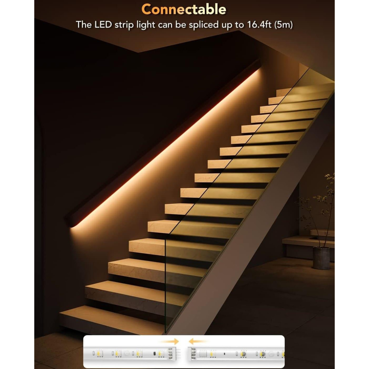 Стричка свитлодиодна розумна Govee H100E LED Strip Light M1 Matter Compatible 1m extension of H61E1, 5м, Билий