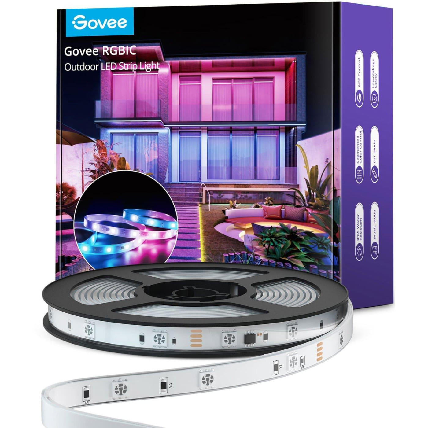 Стрічка світлодіодна розумна Govee H6172 Phantasy Outdoor LED RGBIC Strip Lights 10м Білий