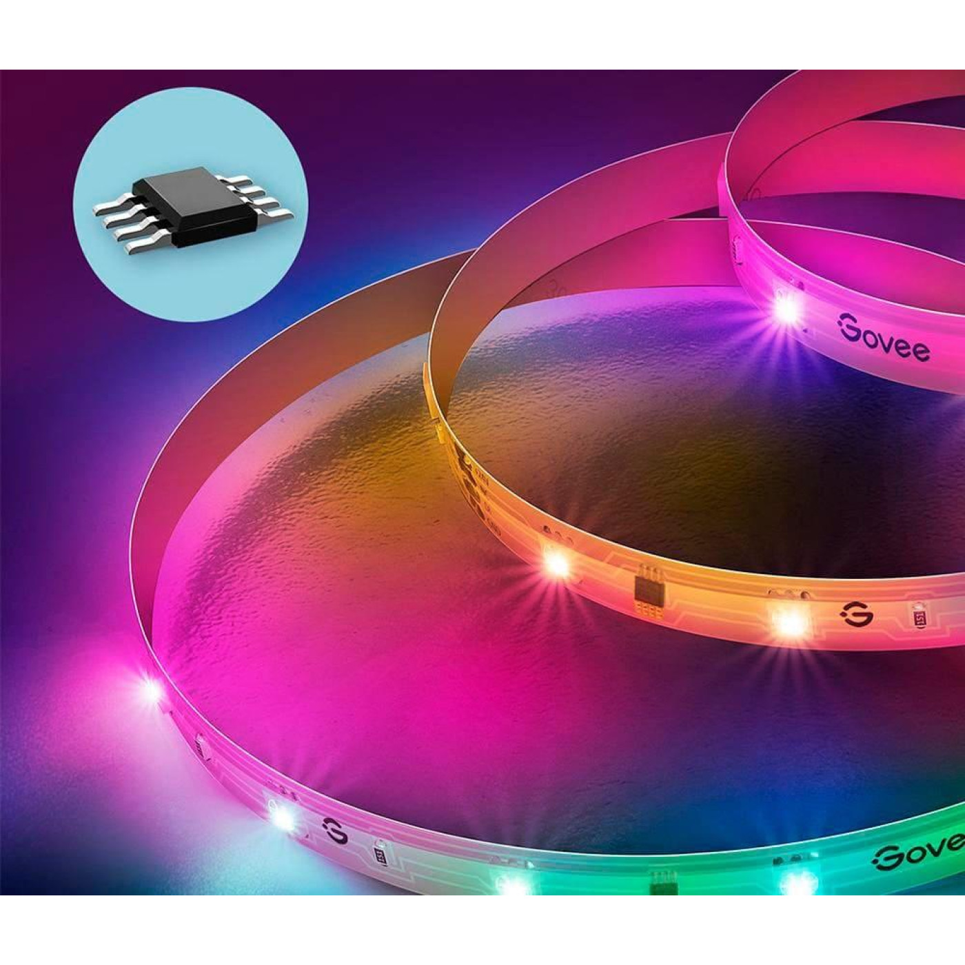 Стричка свитлодиодна розумна Govee H618A RGBIC Basic Wi-Fi + Bluetooth LED Strip Light 5м Билий