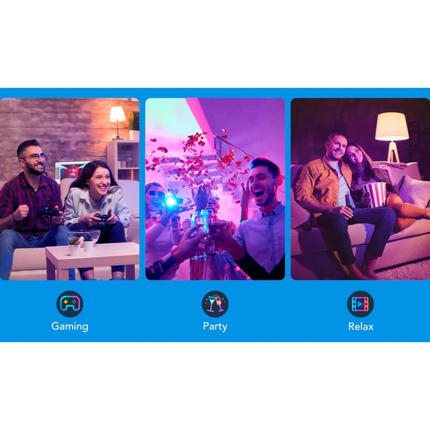 Лампа розумна Govee H6004, E27, 8W, 800Lm, RGB, WI-FI/Bluetooth, билий