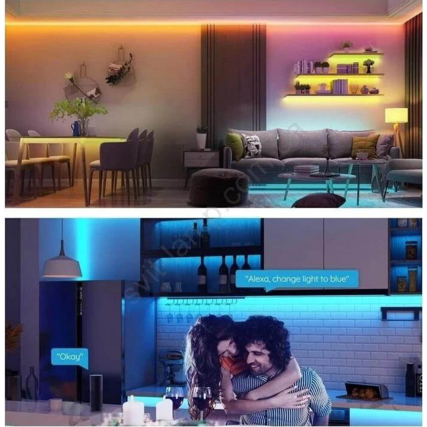 Стричка свитлодиодна розумна Govee H615A RGB Smart Wi-Fi + Bluetooth LED Strip Lights 5м з микрофоном Билий