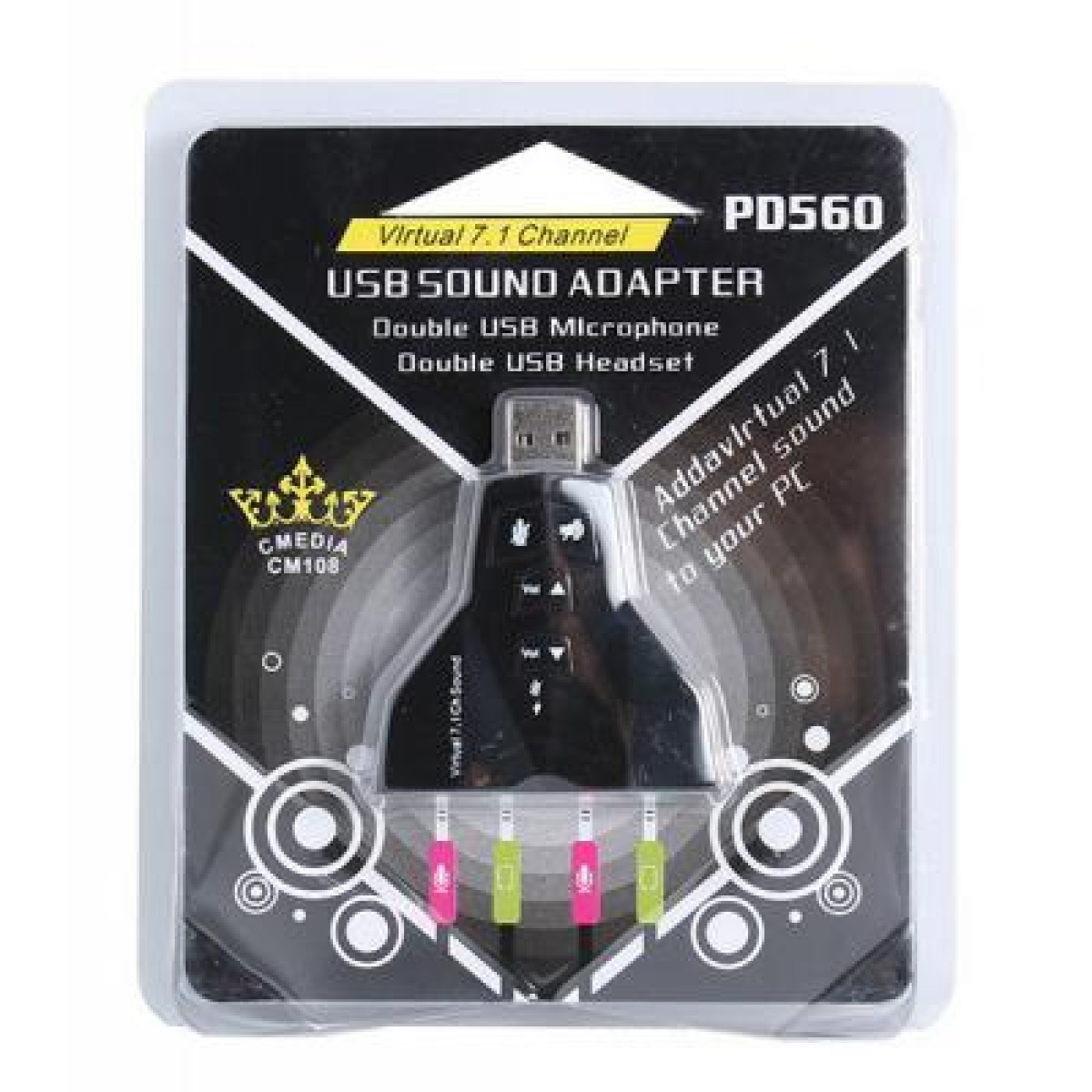 Звуковая карта Dynamode USB 8(7.1) каналов Virtual, 2 стерео-выхода, 2 моно-входа, RTL 3D (PD560)