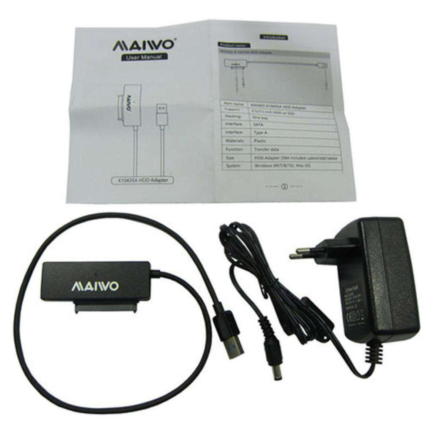 Адаптер Maiwo K104A USB 3.0 - SATA III, с блоком питания 12В/2А (K10435A)