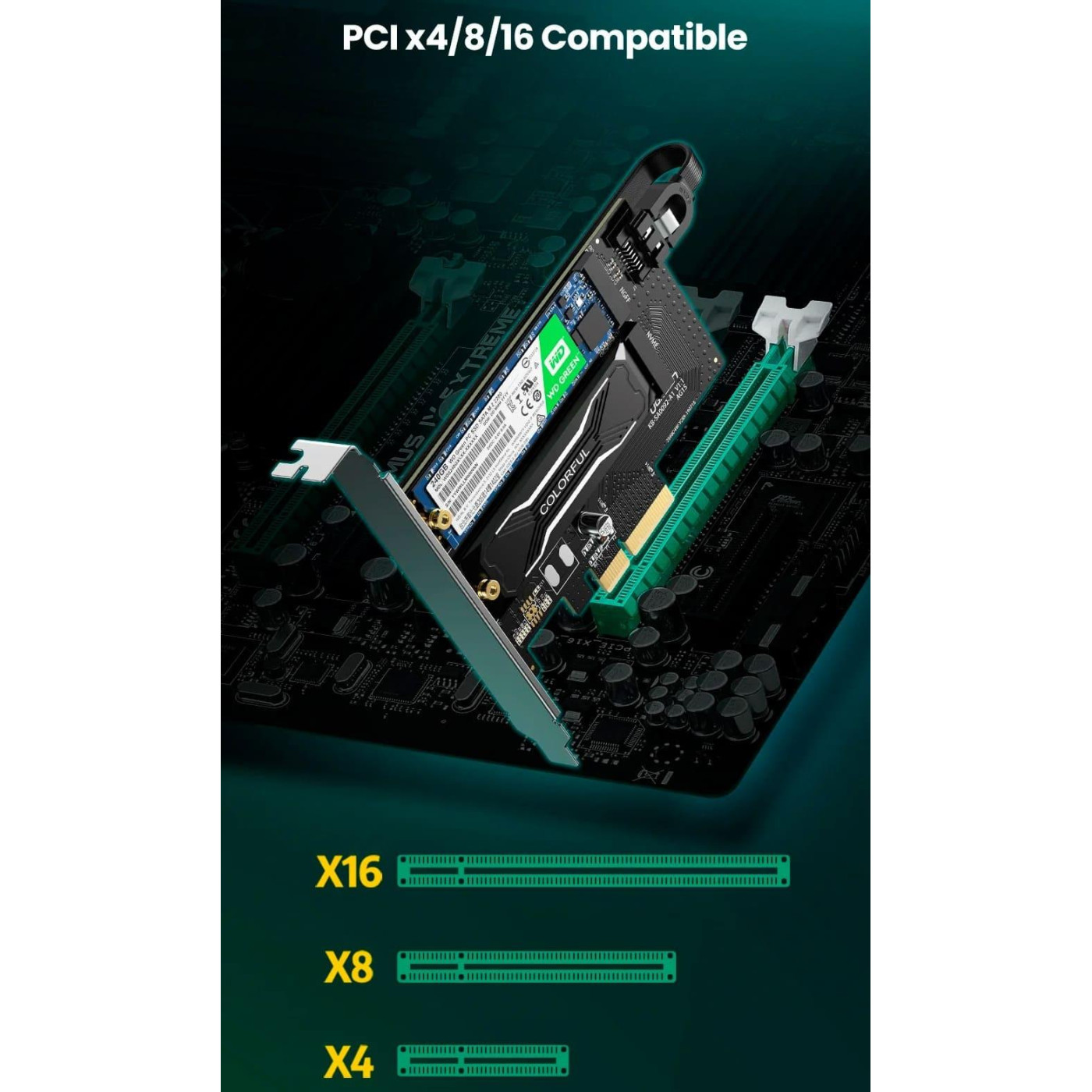 Контролер Ugreen PCI-E 3.0 for SSD M.2 NVMe + M.2 NGFF CM302 (70504)