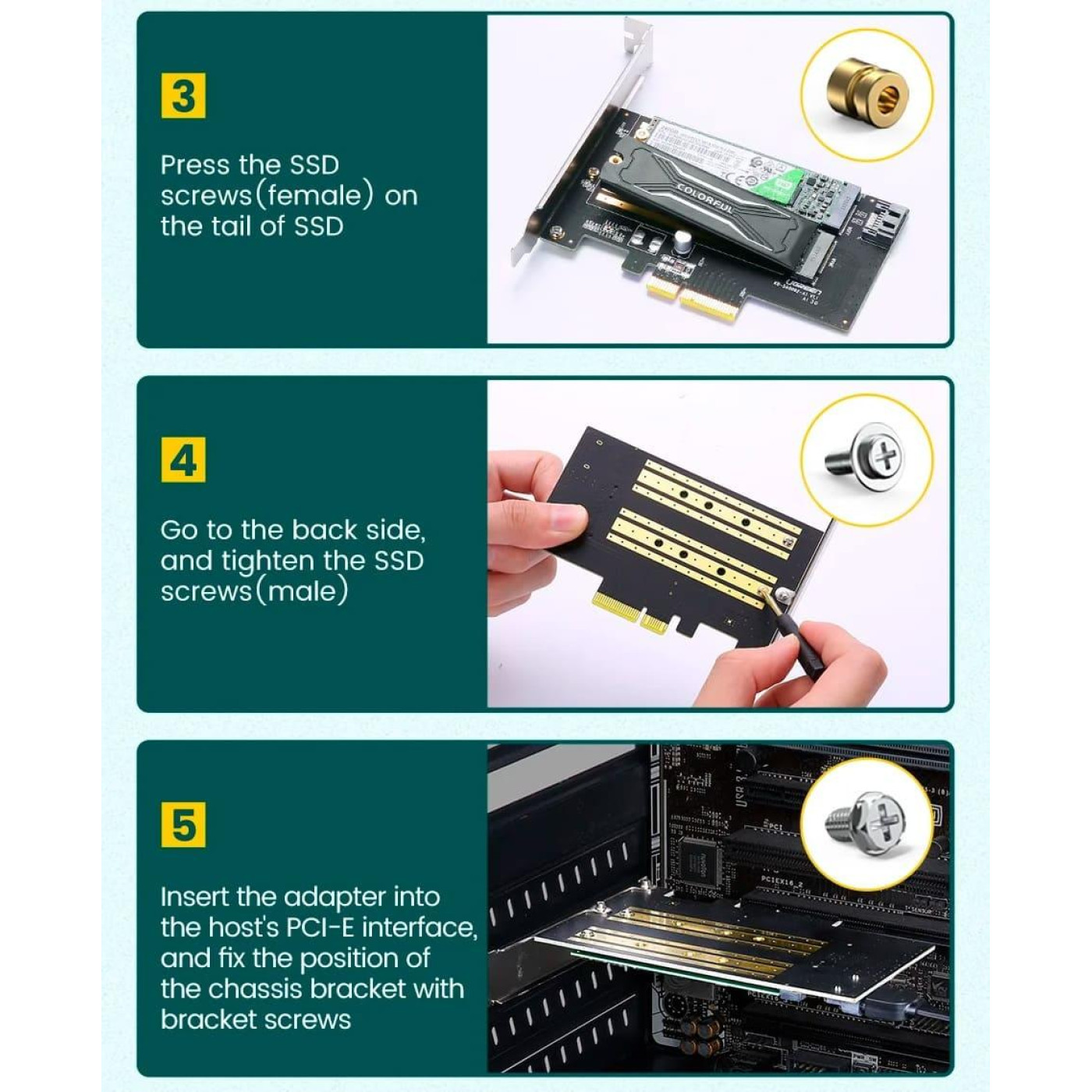 Контролер Ugreen PCI-E 3.0 for SSD M.2 NVMe + M.2 NGFF CM302 (70504)