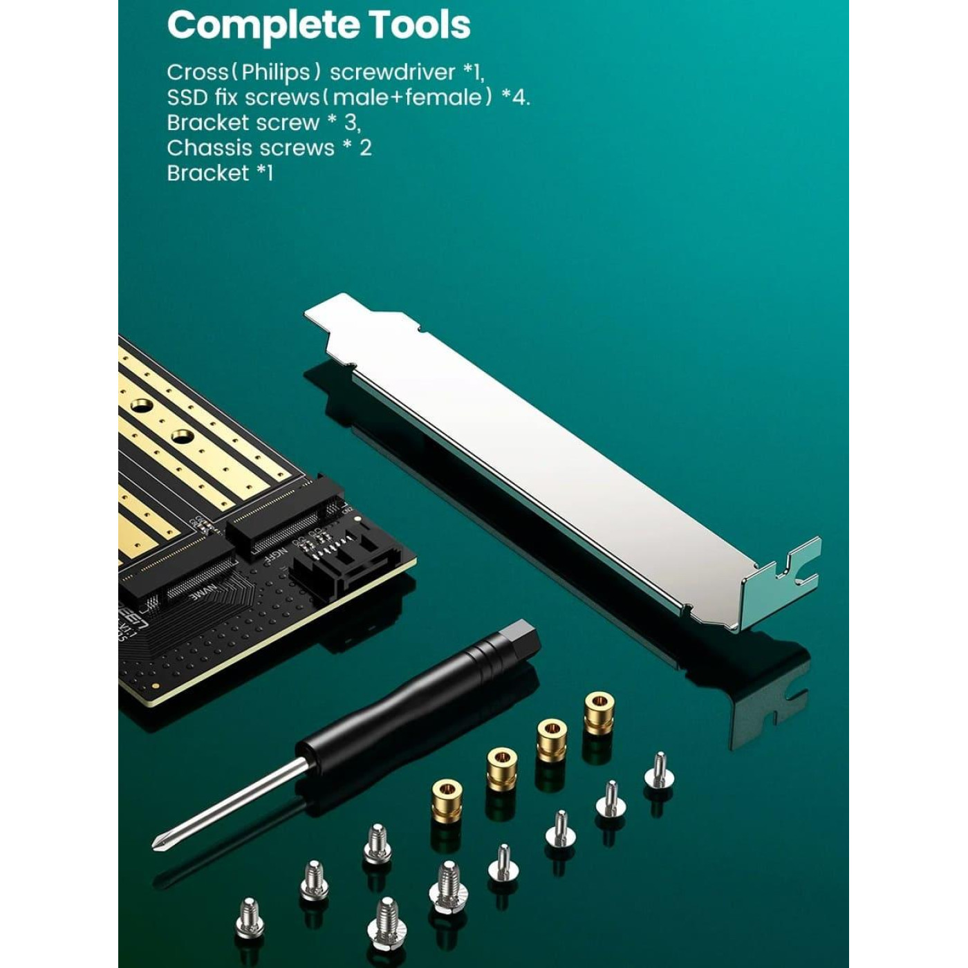 Контролер Ugreen PCI-E 3.0 for SSD M.2 NVMe + M.2 NGFF CM302 (70504)