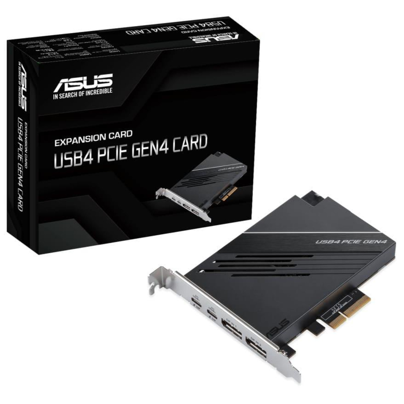 ASUS USB4 PCIe Gen4 Card, dual USB4® ports (USB-C®) ports, DisplayPort™ 1.4, PCIe® 4.0 x4 interface