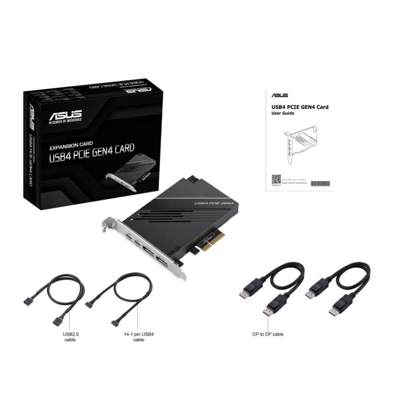 ASUS USB4 PCIe Gen4 Card, dual USB4® ports (USB-C®) ports, DisplayPort™ 1.4, PCIe® 4.0 x4 interface