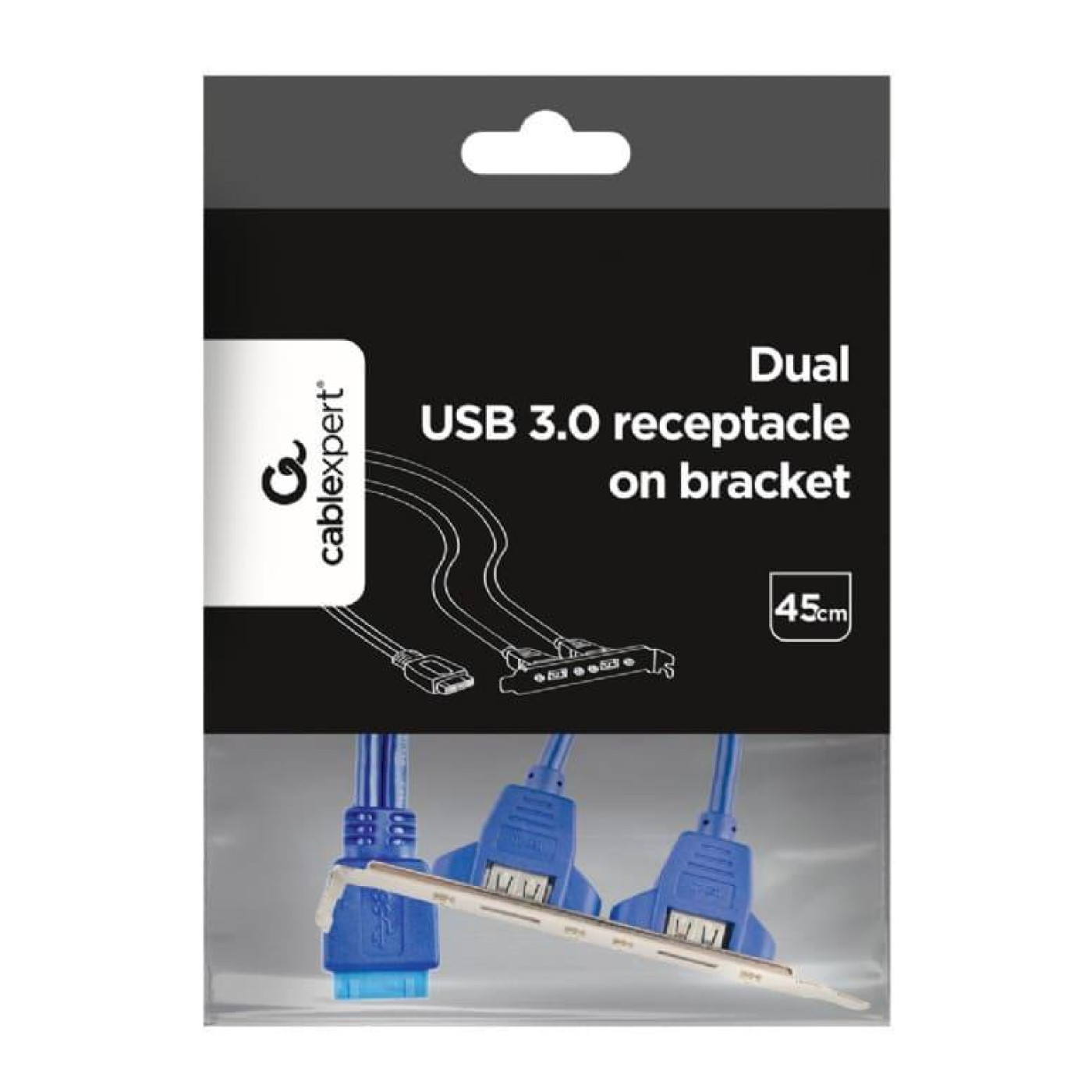 Кабель Cablexpert USB3.0-10P, 0.44 м, синий (CC-USB3-RECEPTACLE)