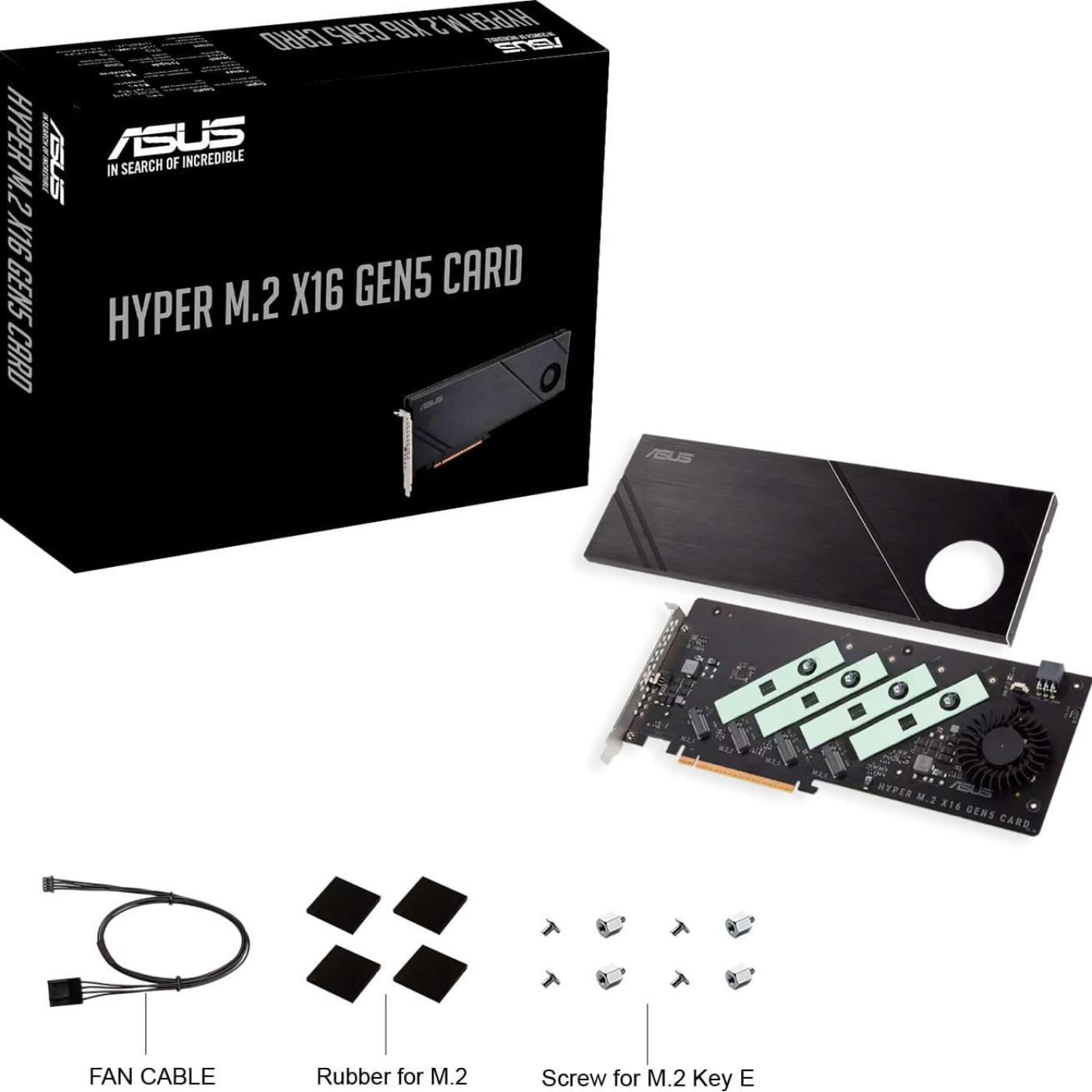 Плата-адаптер PCIe ASUS Hyper M.2 X16 PCIe 5.0 Expansion Card GEN 5 (90MC0CY0-M0EAY0)