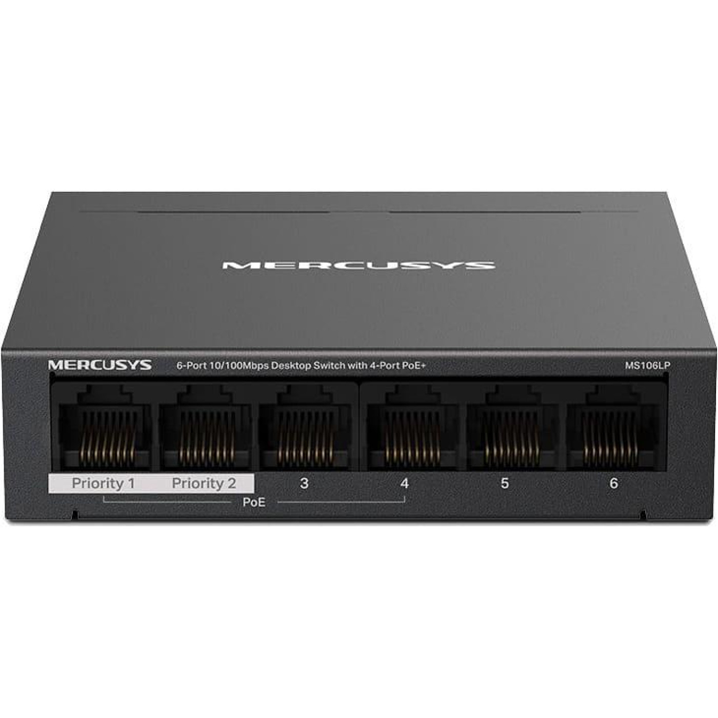 Комутатор Mercusys 6-портовий 10/100 Мбіт/с ( 4 портів PoE+ ) Mercusys, MS106LP (MS106LP)