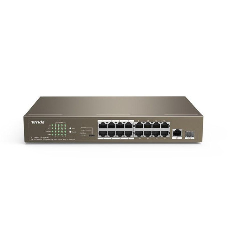 Комутатор Tenda TEF1118P-16-150W (16xFE PoE, 1xGE/SFP, 135Вт max) (TEF1118P-16-150W)