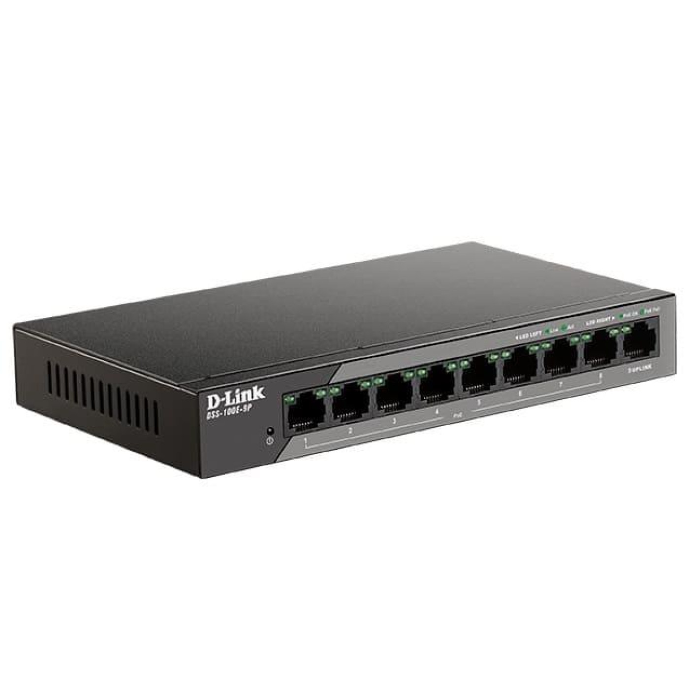 Комутатор D-Link DSS-100E-9P 8xFE PoE, 1xGE, 92W (DSS-100E-9P)