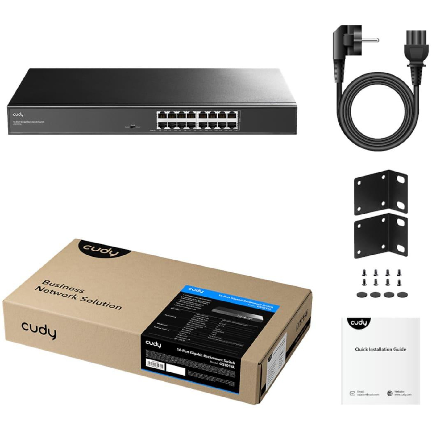 Коммутатор Cudy GS1016L, 16 портовий Gigabit Metal Switch, 19
