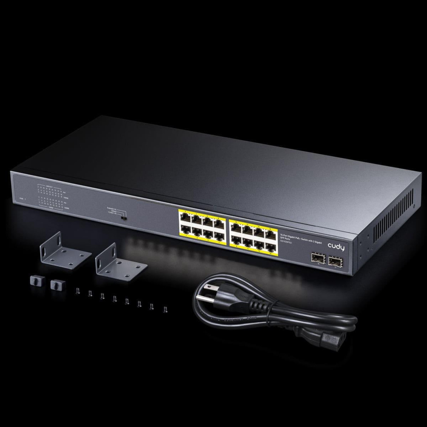 Коммутатор Cudy GS1020PS2, 16-Port Gigabit PoE+ Switch with 2 Gigabit SFP ports 200W (GS1020PS2)