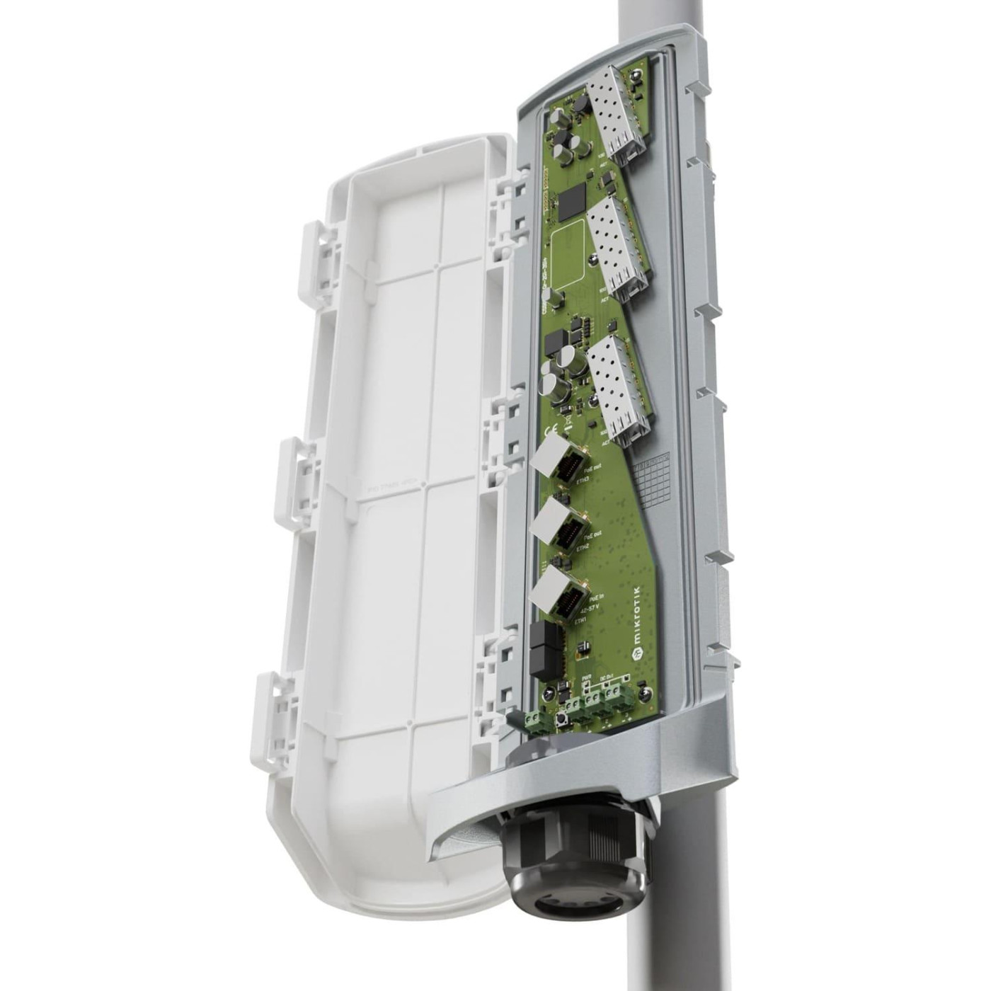 Коммутатор MikroTik CSS606-1G-2Gi-3S+OUT, GPERx6 with 3xGig Eth ports, 3xSFP+ cages, SwOS, outdoor en (CSS606-1G-2Gi-3S+OUT)