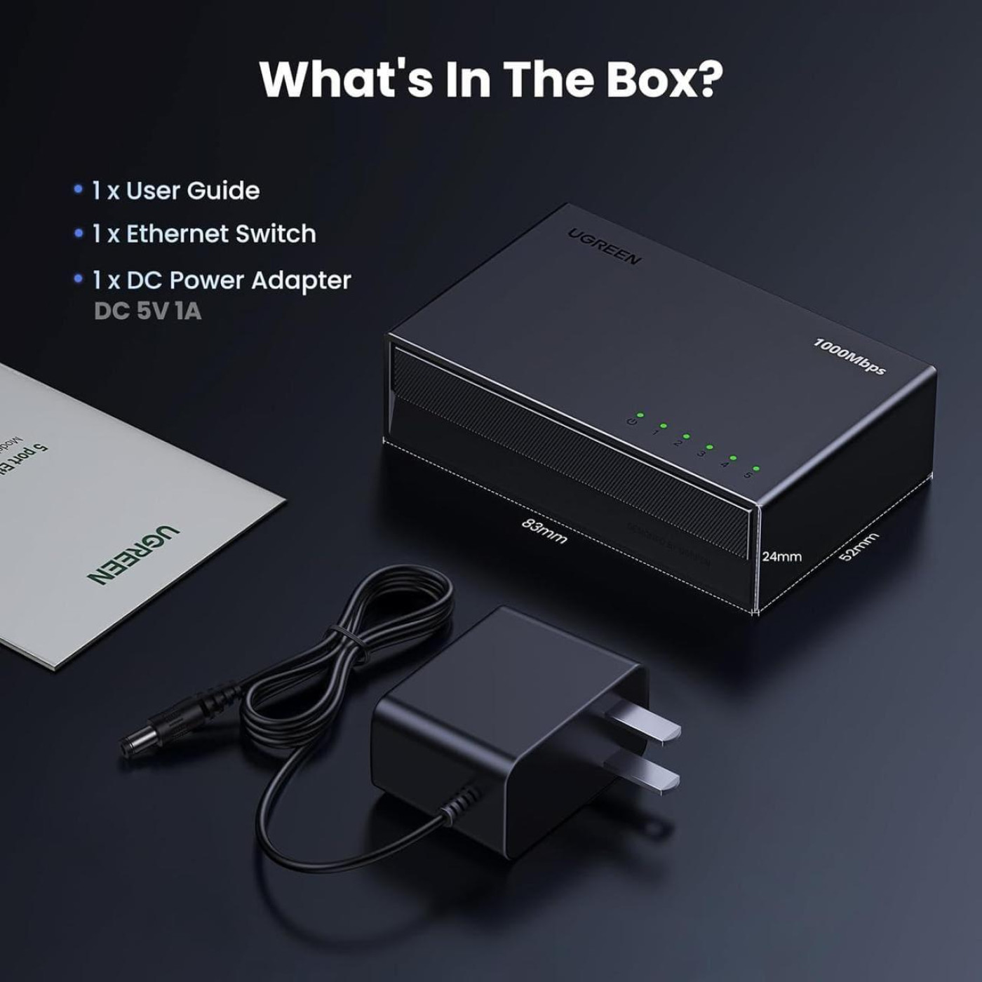 Коммутатор Ugreen Ugreen, 5-Port Gigabit Ethernet Switch (CM833)