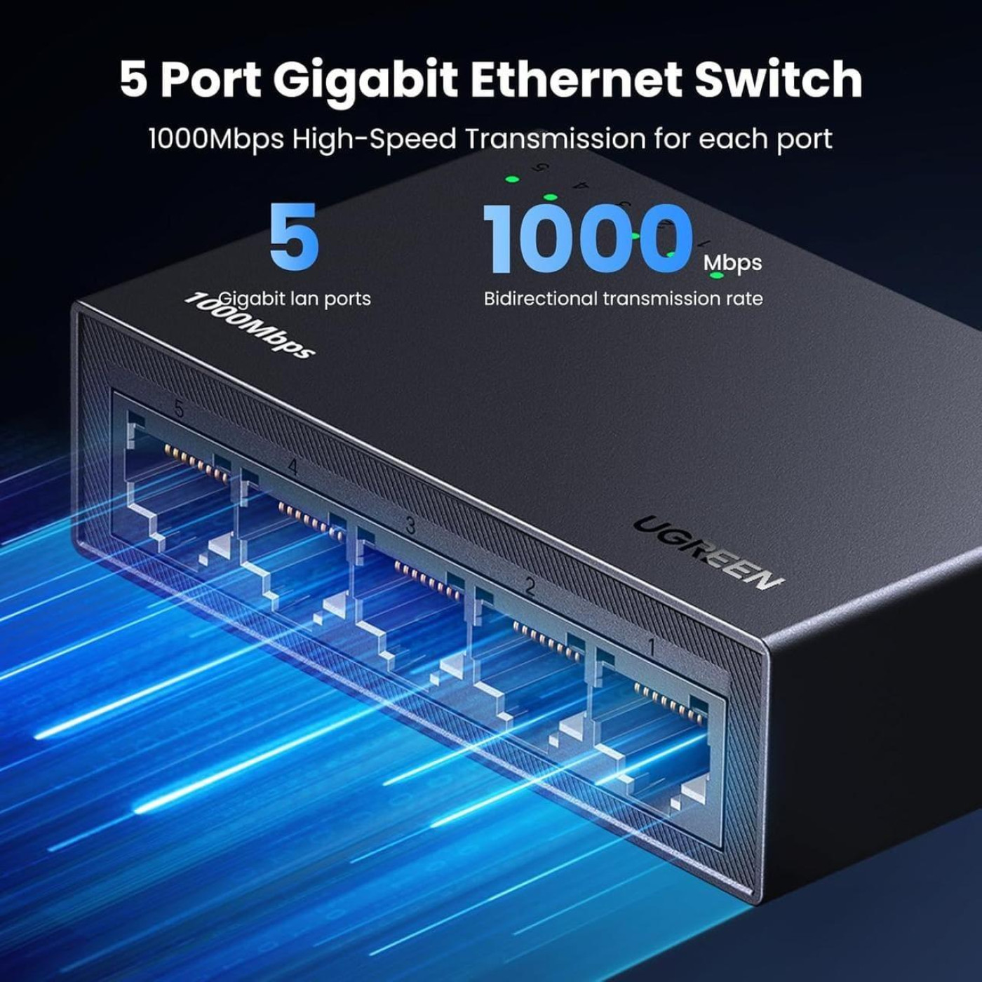 Коммутатор Ugreen Ugreen, 5-Port Gigabit Ethernet Switch (CM833)
