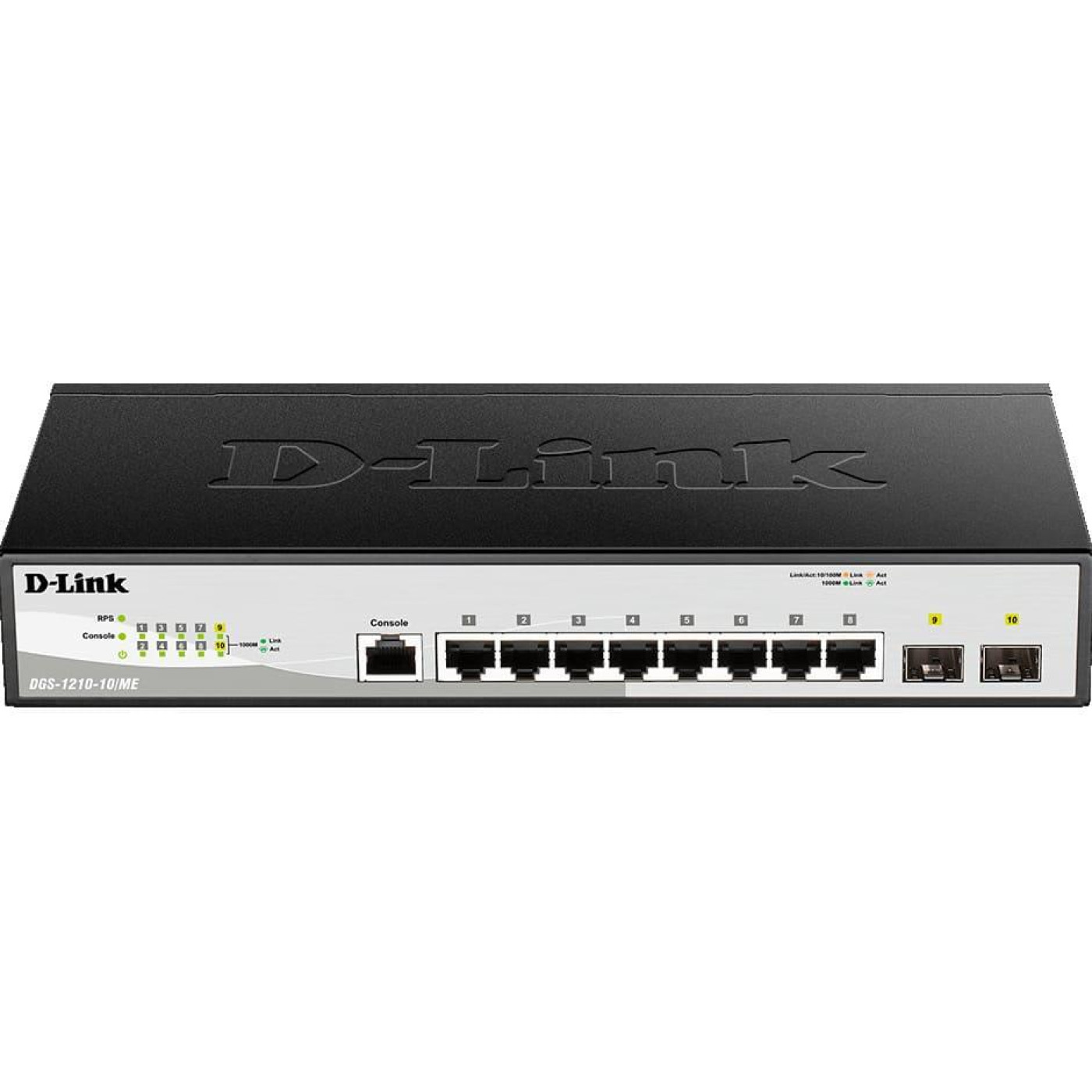 Комутатор D-Link 8x1000Base-T, 2x1000Base-X SFP (DGS-1210-10/ME/E)