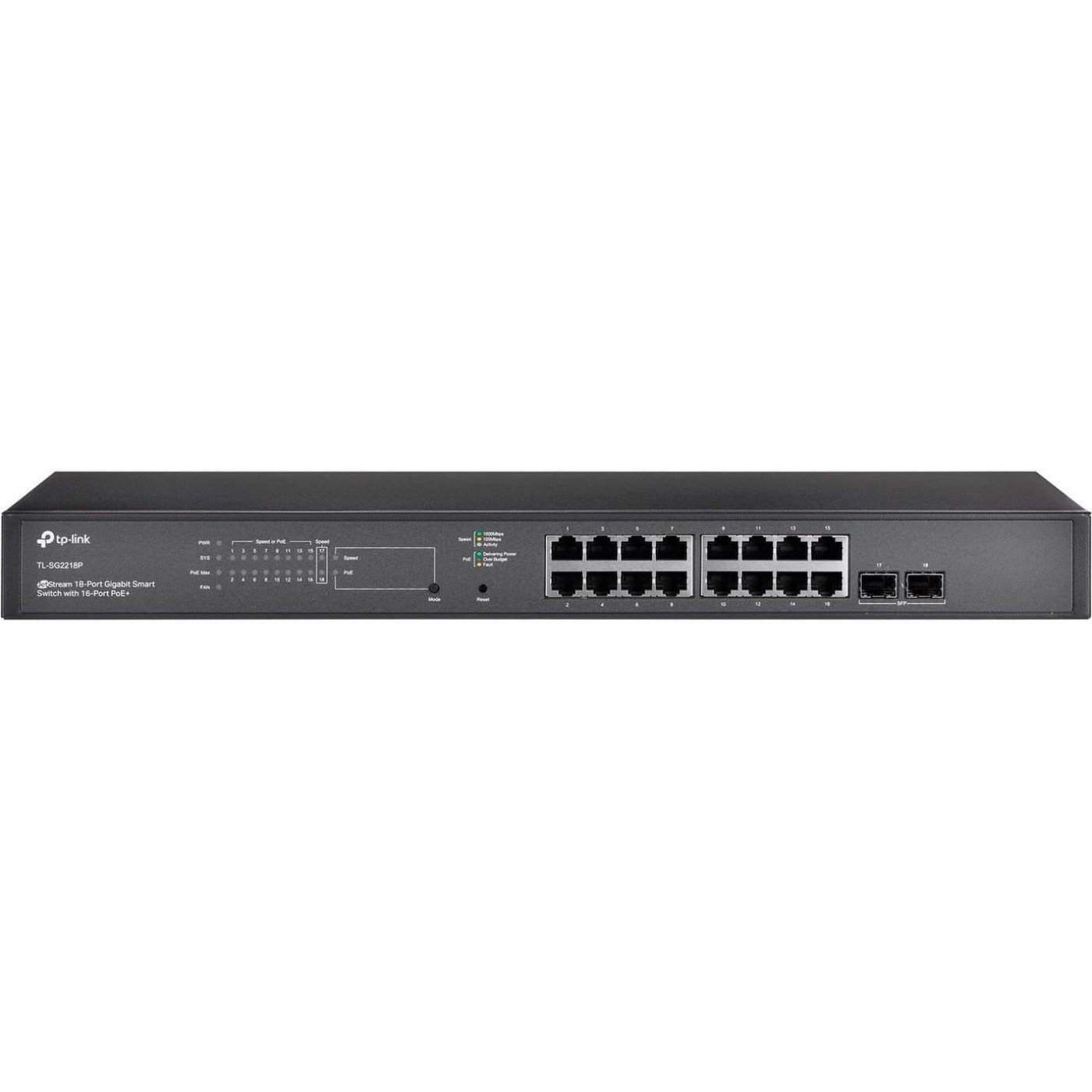 Комутатор TP-Link 18-портовий гігабітний розумний комутатор JetStrea m із 16-портовою підтримкою PoE+ TL-SG2218P (TL-SG2218P)
